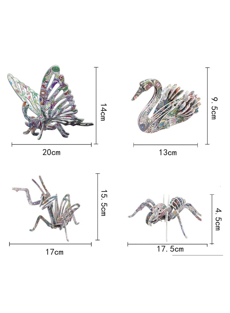 3D Coloring Puzzle DIY Painted Graffiti Model Toy 4 Pieces Set - Image 1